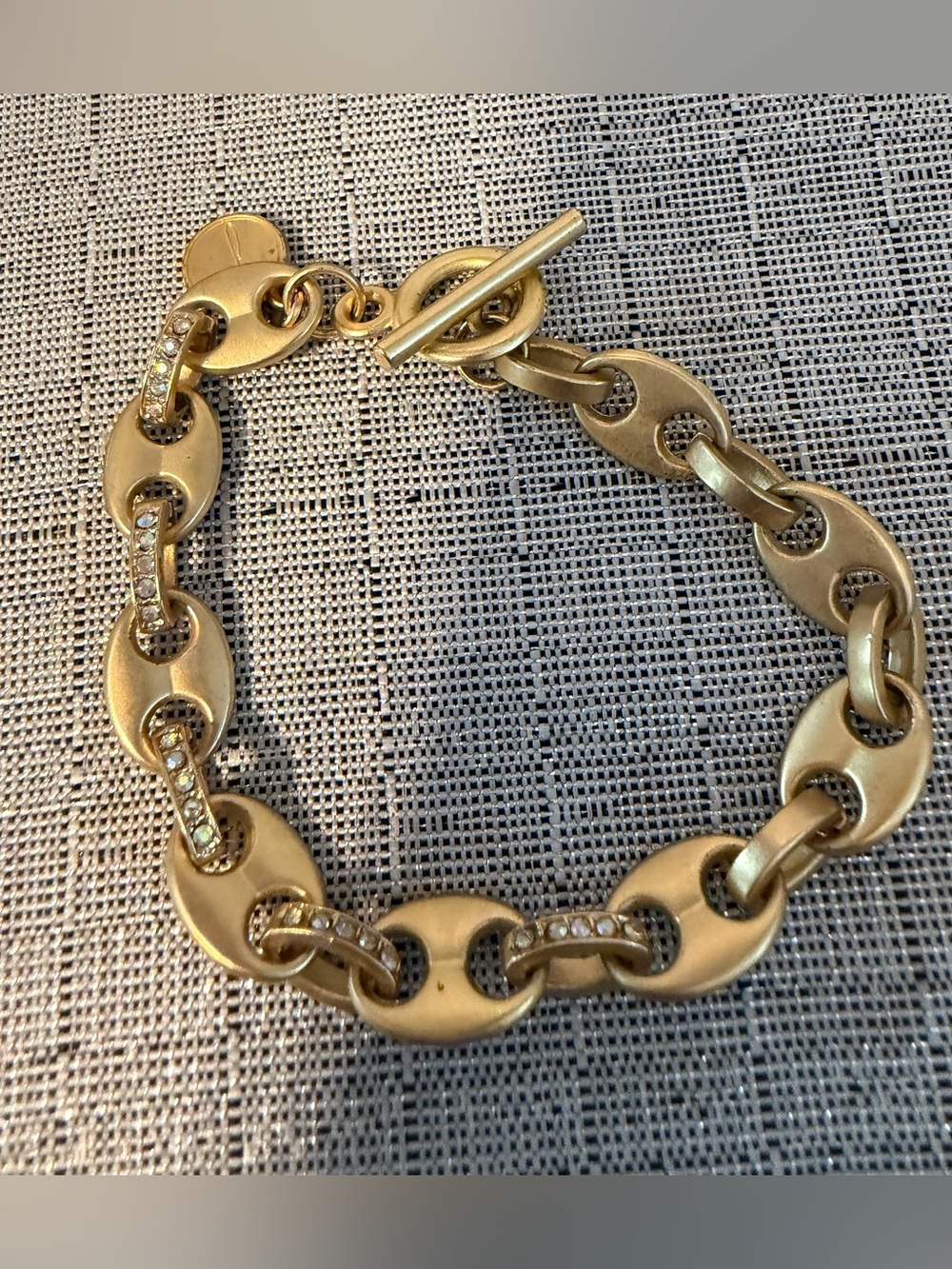 Vintage Joan Rivers Gold-Tone Chain Link Bracelet with Crystal Accents